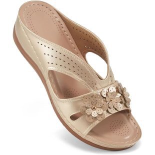 Dame nan komfortable kile sandaletter med floral dekoration og polstret sål Skovae