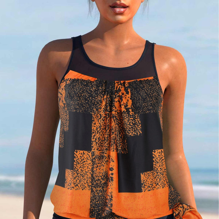 Dame Sporty Tankini-sæt med figurskæmmende snit Stilla
