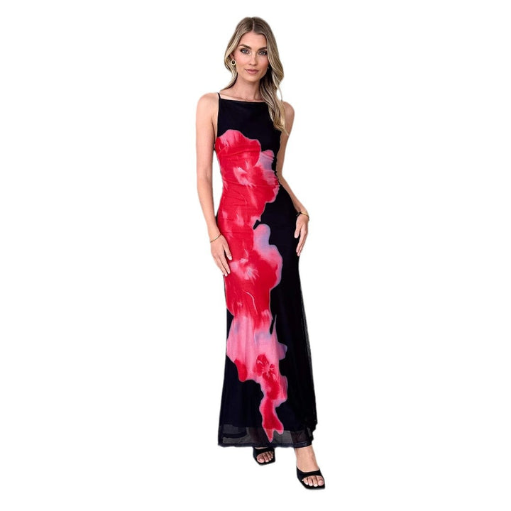 Kvinder Elegant Maxi Kjole med Blomsterprint og Tynde Stropper Stilla