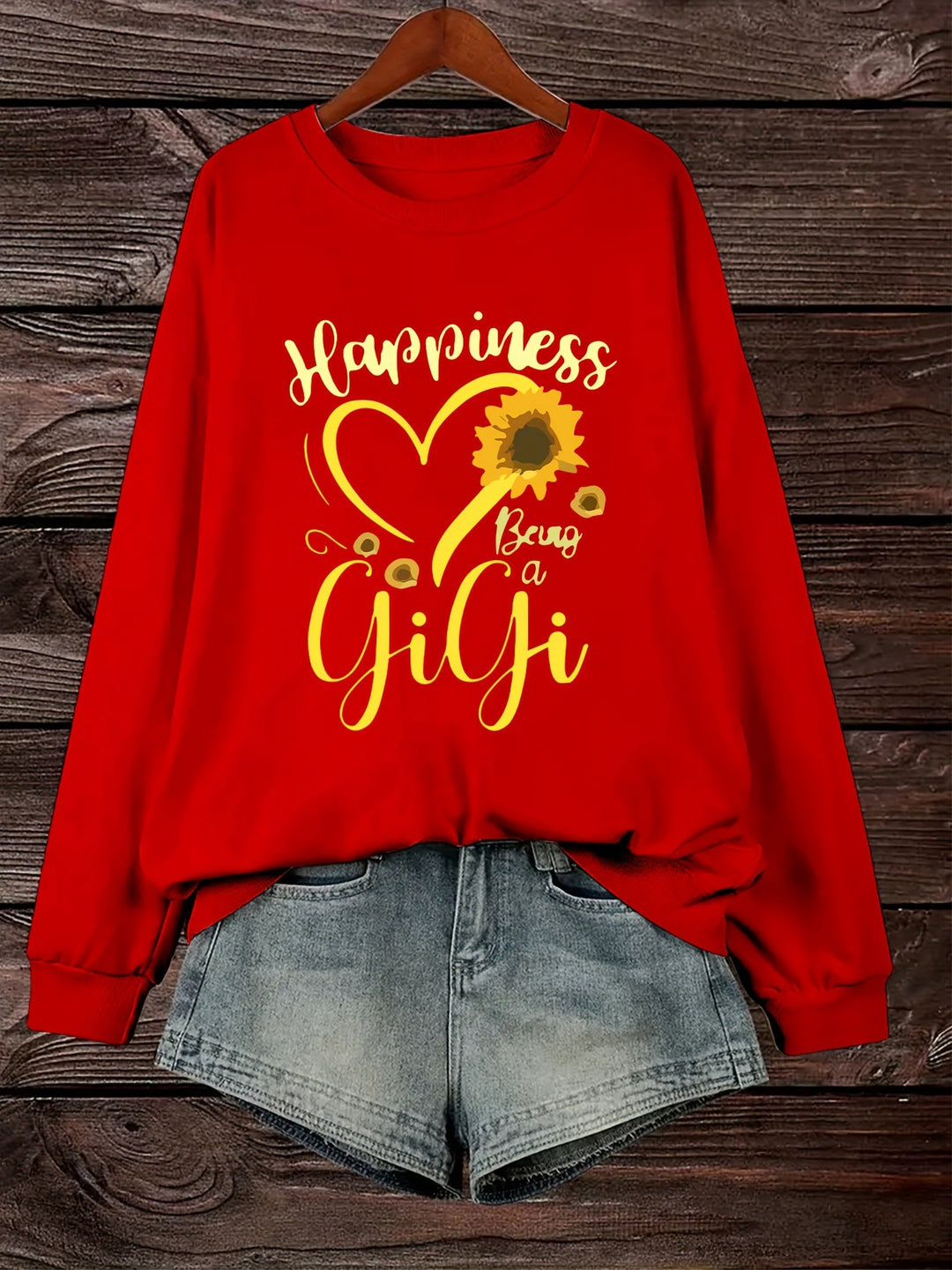 Kvinders sweatshirt med voluminøse ærmer og muntert motiv Stilla
