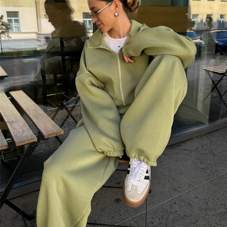 Kvinders behagelige hoodie og løse sweatpants sæt Skovae