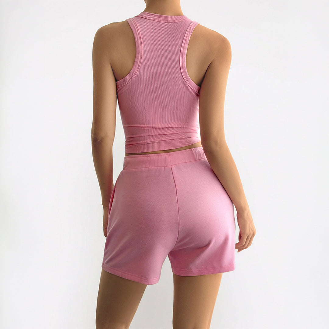 Dame Sporty Crop-Top med Shorts Sæt Skovae