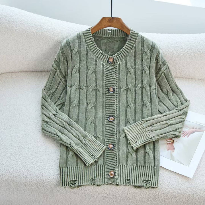Kvindernes cardigan med elegant kabeldesign og detaljer med træknapper Stilla