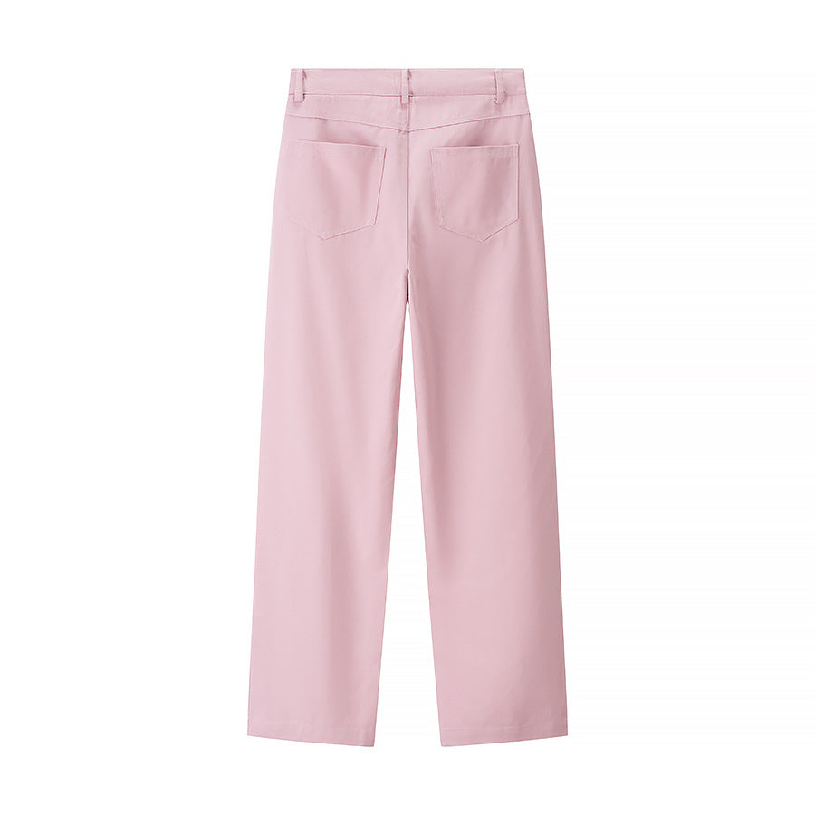 Dame bred stofbukser med jacquard-mønster Stilla