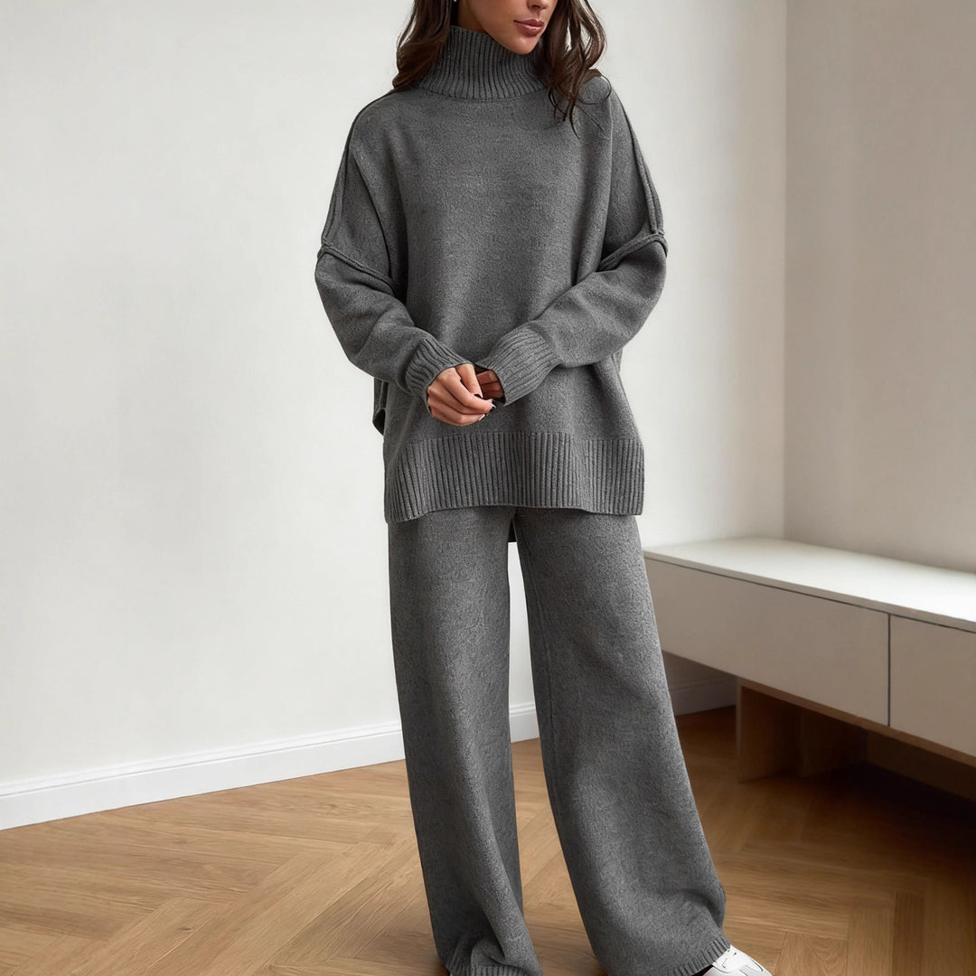 Kvinders hyggelige strikket jumpsuit med høj krave og løs pasform Skovae