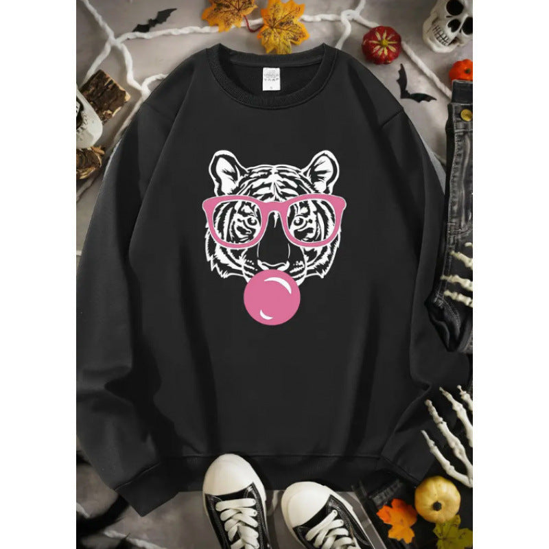 Kvindernes sweatshirt med kreativ tiger grafikdesign Skovae