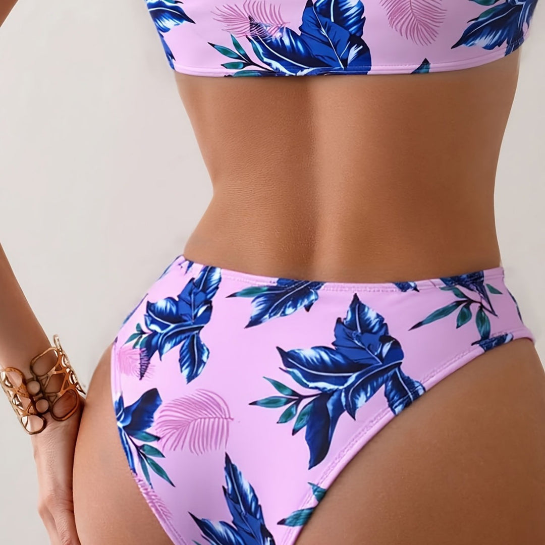 Dame bikini-sæt med blomstret design og justerbare stropper Skovae
