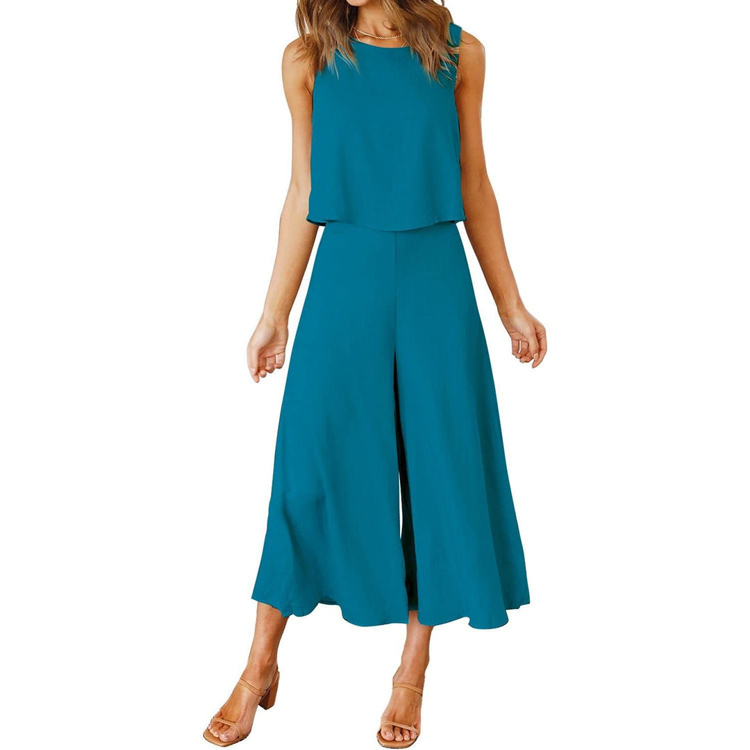 Dame Løs Jumpsuit med Svingende Ben og Ærmeløst Design Skovae