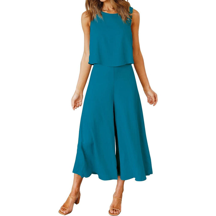 Dame Løs Jumpsuit med Svingende Ben og Ærmeløst Design Skovae