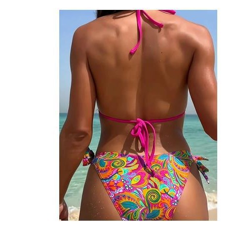 Dame justerbar bikinisæt med sidelæns Tie-Down Stilla