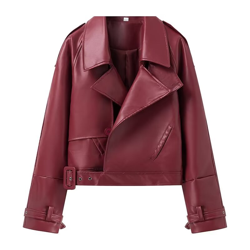 Femme Cropped Kunstlæder Bikerjakke med stilfulde knapdetaljer Stilla