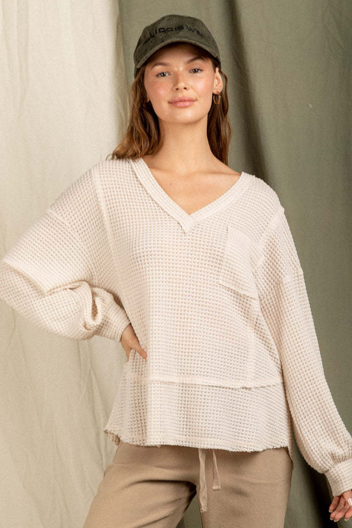 Stilla | Mode V-hals Langærmet Løs Strikket Sweatshirt