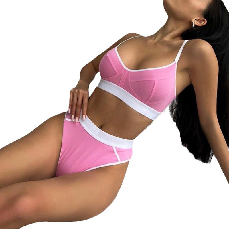 Dame Sportsligt Bikini-sæt med justerbare stropper og høj skæring Skovae
