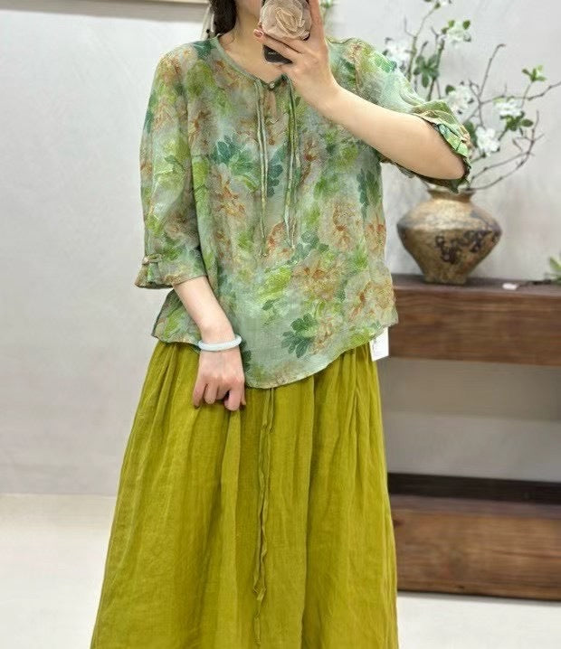 Femme Lækkert Floral Tryk Bluse Stilla