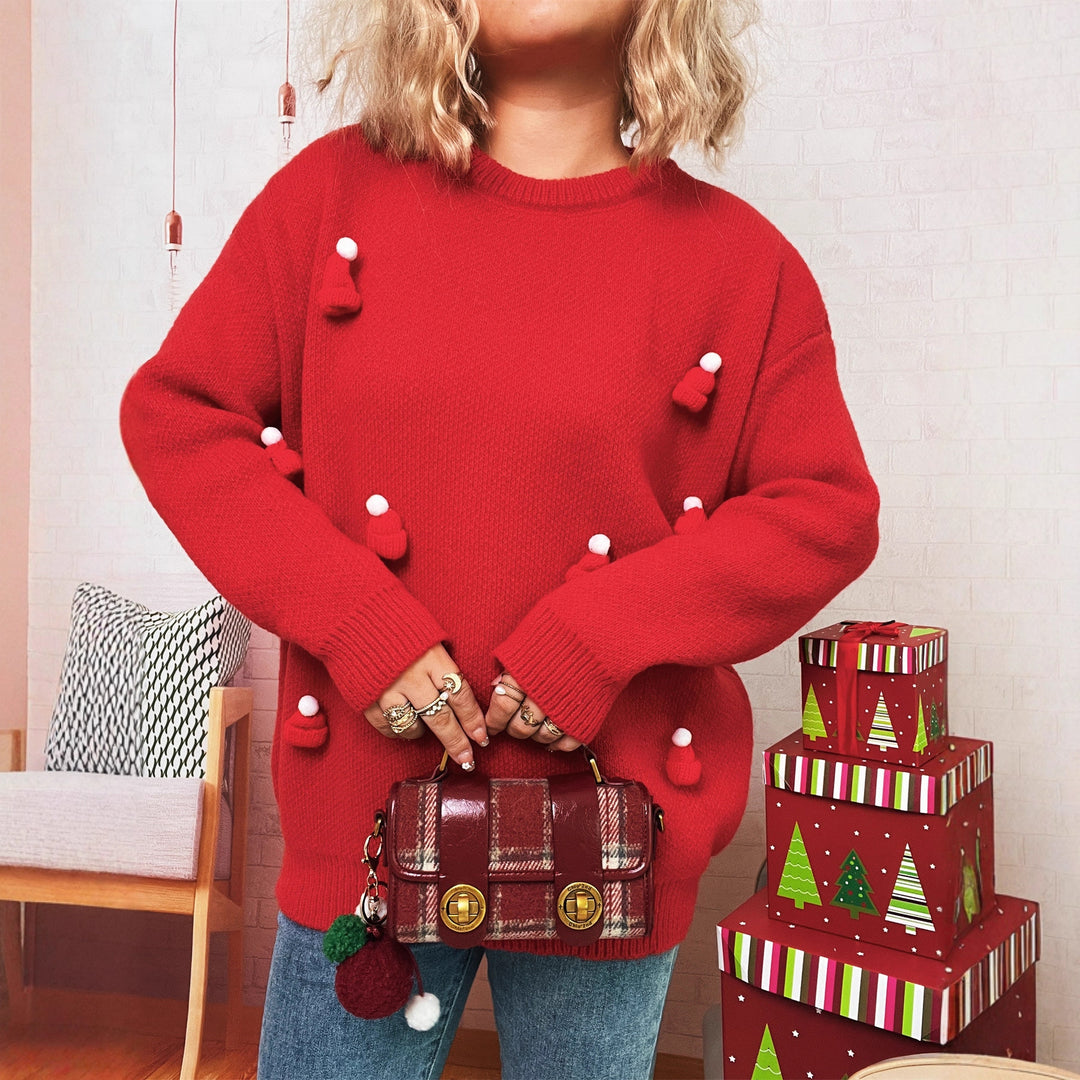 Damerne hyggelige julesweater med festlige applikationer Stilla