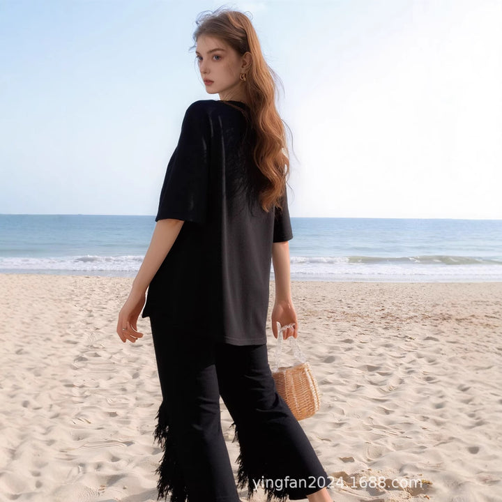 Dame Grafik Kærlighed Tryk Oversized T-Shirt Stilla