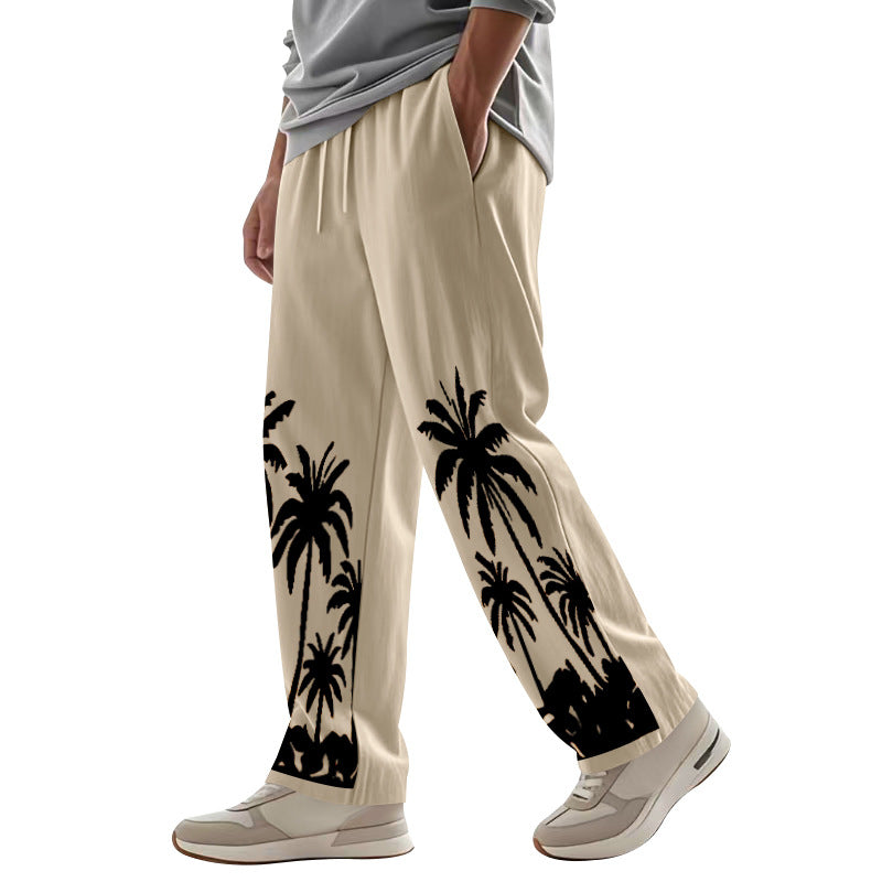 Herre casual joggingbukser med palmemotiv og elastisk talje Stilla