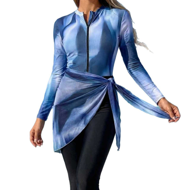 Dame moderner Rashguard med asymmetrisk indpakningsdesign Skovae