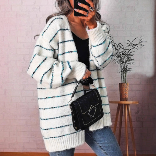 Kvinders hyggelige cardigan med kontraststriber Stilla