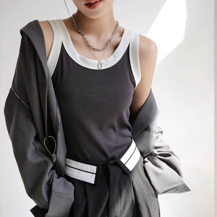 Damer Sporty tanktop med kontrasterende syninger og åndbart materiale Stilla