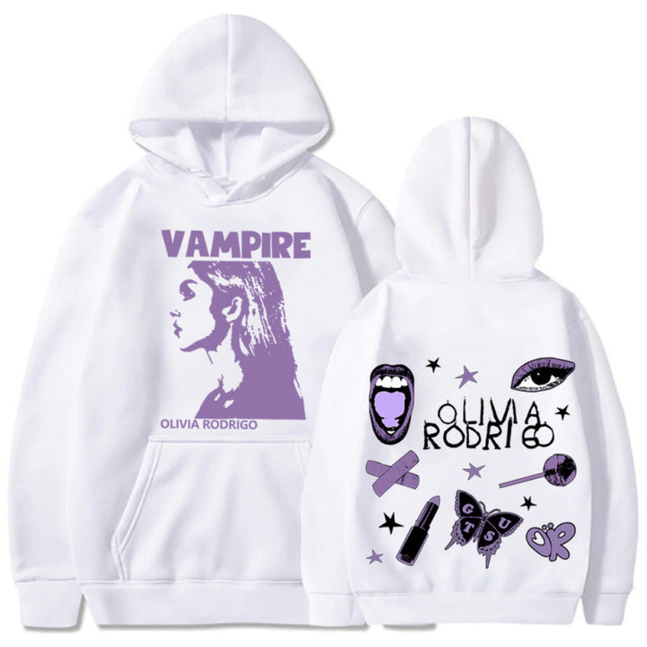 Kvinders hoodie med kunstnerisk vampyrtryk og oversized pasform Skovae