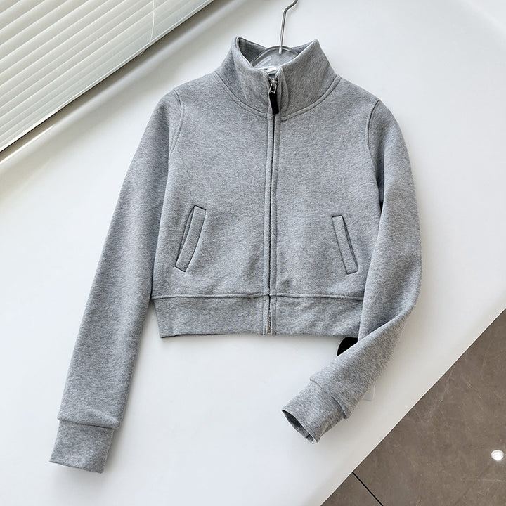 Dame sportjakke med høj krave og cropped design Stilla