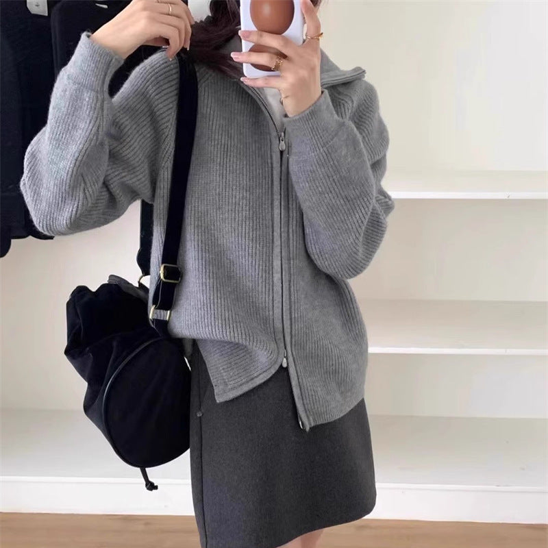 Kvinder cardigan med fastgjort lynlås og oversized snit Stilla