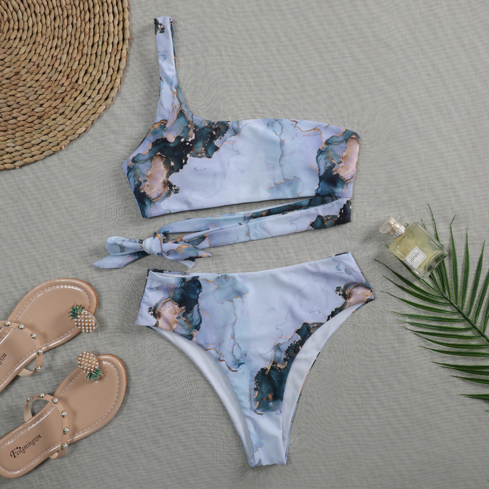Dame Asymmetrisk Bikini-sæt med knyttet top Skovae