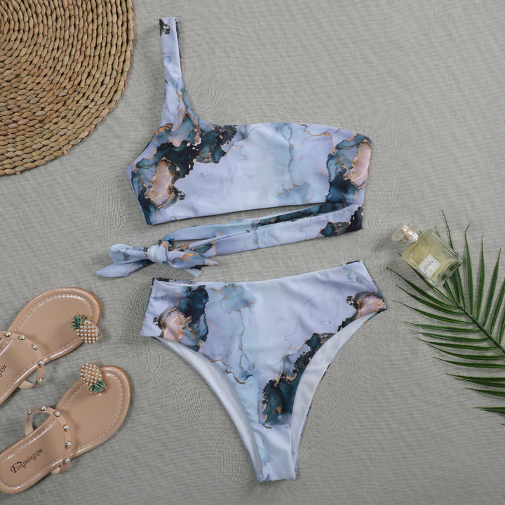 Dame Asymmetrisk Bikini-sæt med knyttet top Skovae