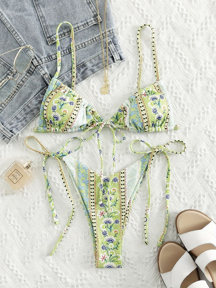 Dame triangel-bikini med legende design og justerbare stropper Skovae