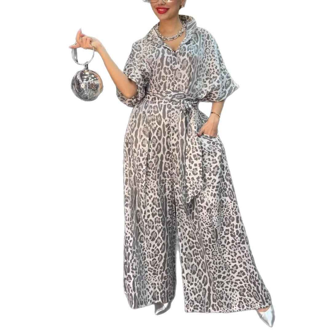 Kvindernes elegante jumpsuit med bred ben og blomster mønster Stilla