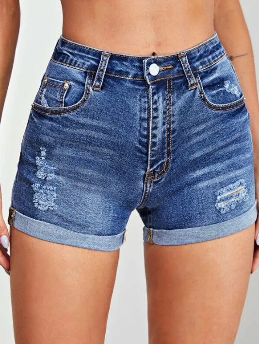 Dame Vintage Jeans-Shorts i afslappet look med høj talje og frynsede detaljer Stilla