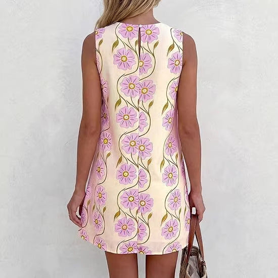 Dame sommerkjole i vintage stil med blomster mønster Skovae