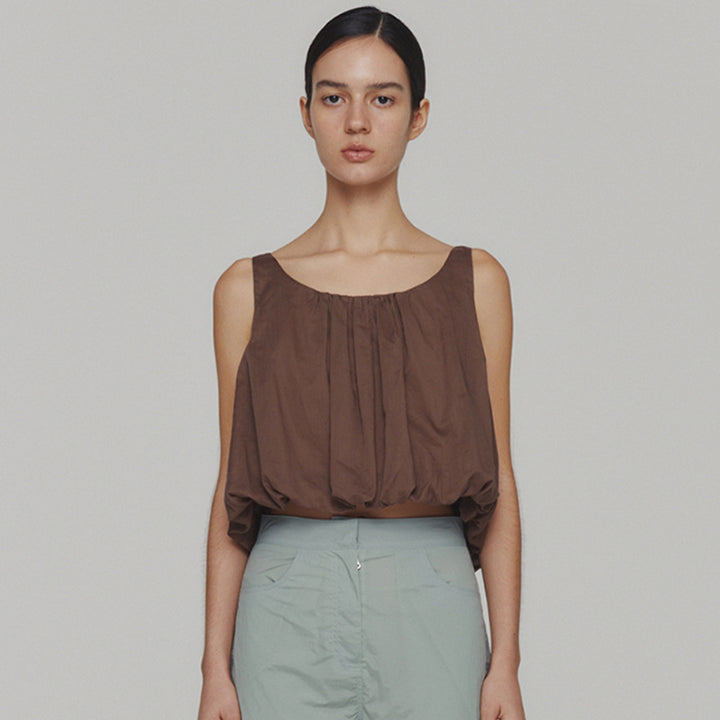 Dame Lagdeltet Cropped Top med flydende snit og raffinerede folder Stilla