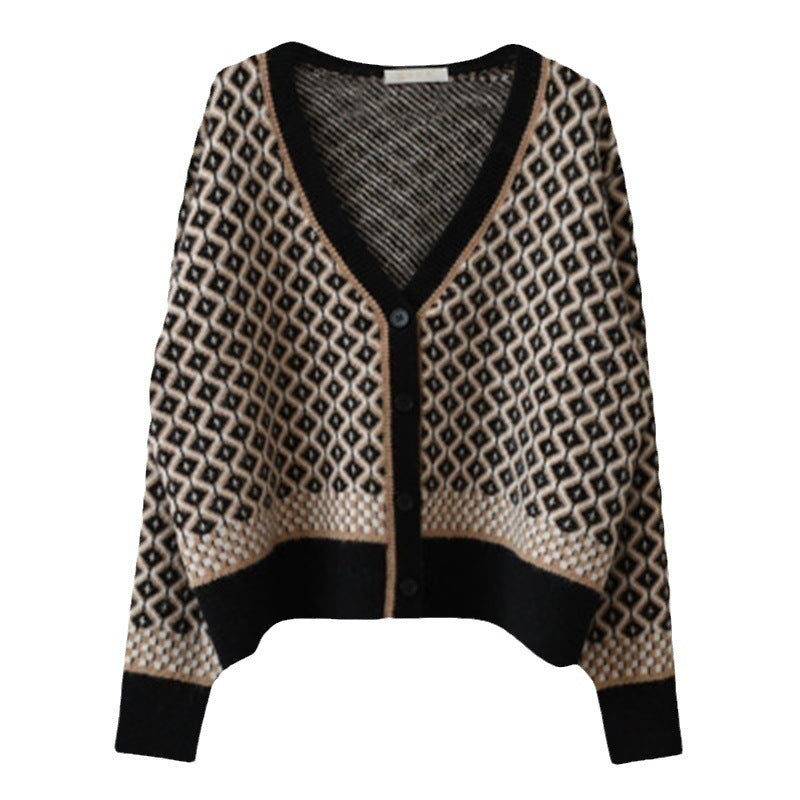 Kvinder elegant cardigan med geometrisk mønster og knapdetaljer Stilla