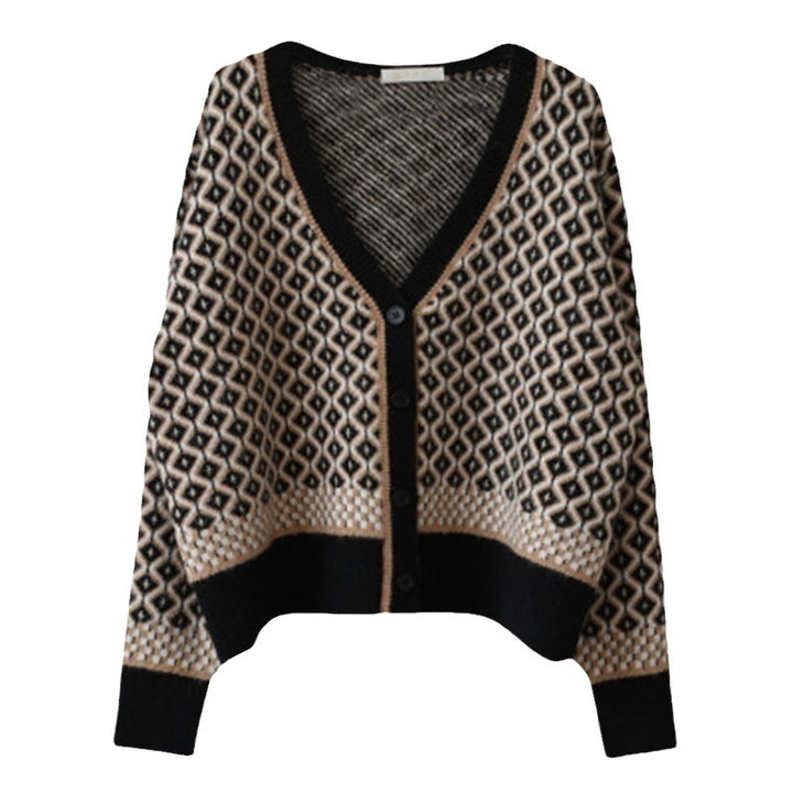 Kvinder elegant cardigan med geometrisk mønster og knapdetaljer Stilla