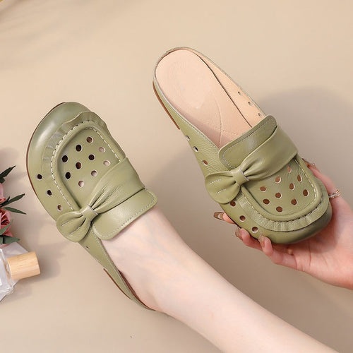 Dame Clogs med perforeret design og mode bue-detalje Stilla