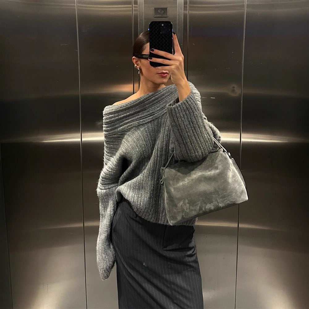 Damer Oversized Strikpullover med casual snit og voluminøse ærmer Stilla