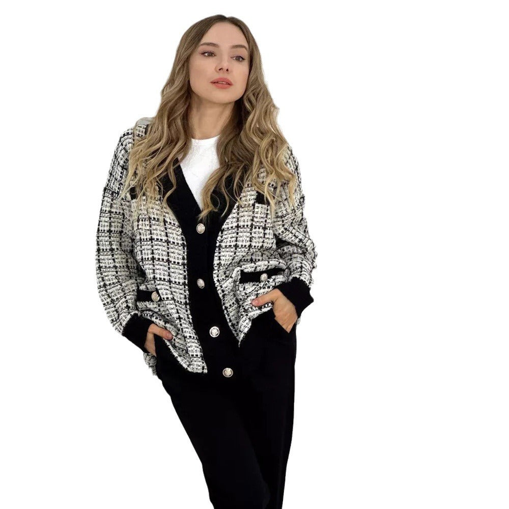 Femme Tweed Æstetik Blazer Cardigan Stilla