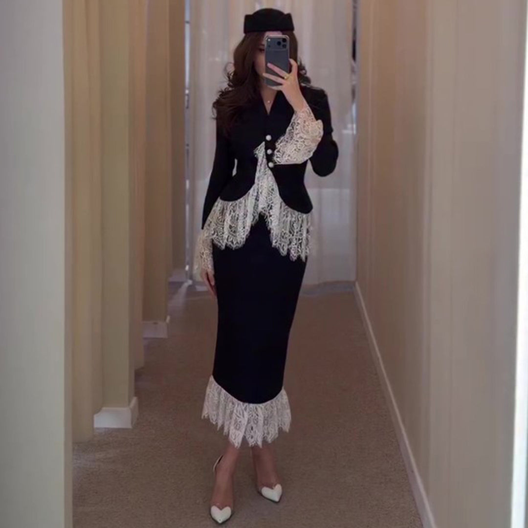 Damer Elegant Blazer med Blonde Accenter Skovae