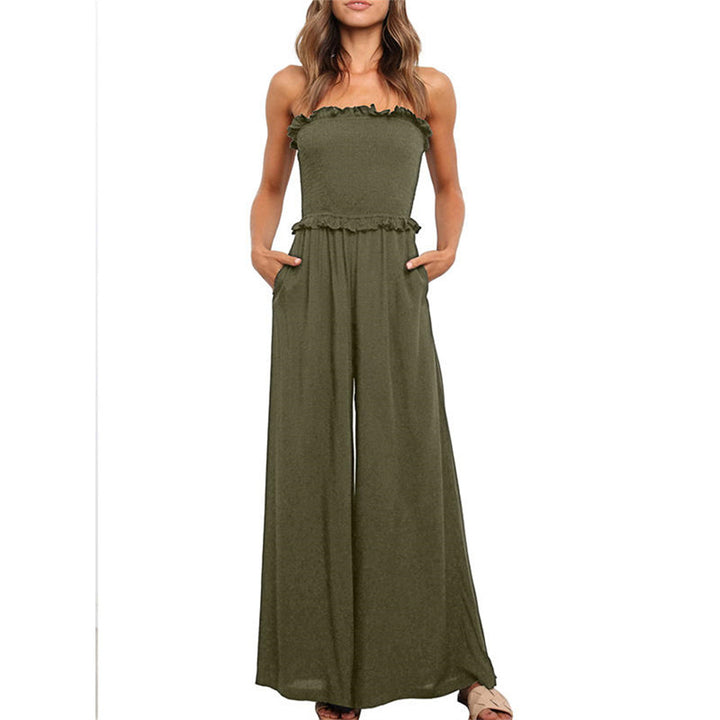Damer vidt skåret jumpsuit med volanger Stilla