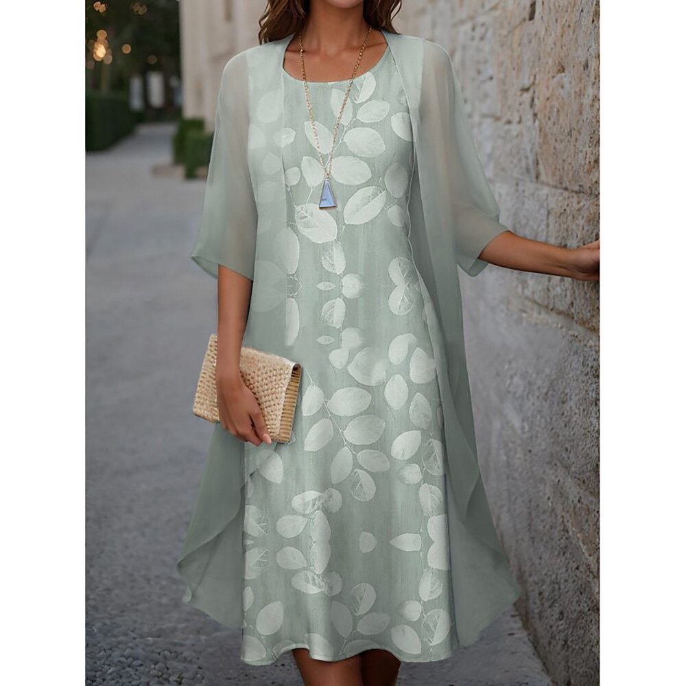 Dame elegant maxikjole med gennemsigtig chiffonoverdel og blomsterprint Stilla