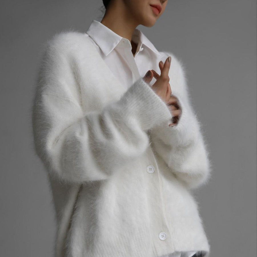 Damer hyggelig cardigan med voluminøse ærmer og elegante knapdetaljer Stilla