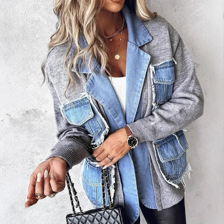 Kvinders afslappede cardigan med to påsyede brystlommer og detalje-elskende denim Stilla
