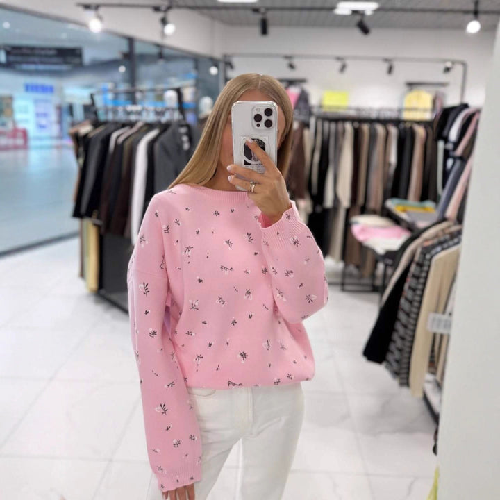Kvinders afslappede sweater med blomstermønster Stilla