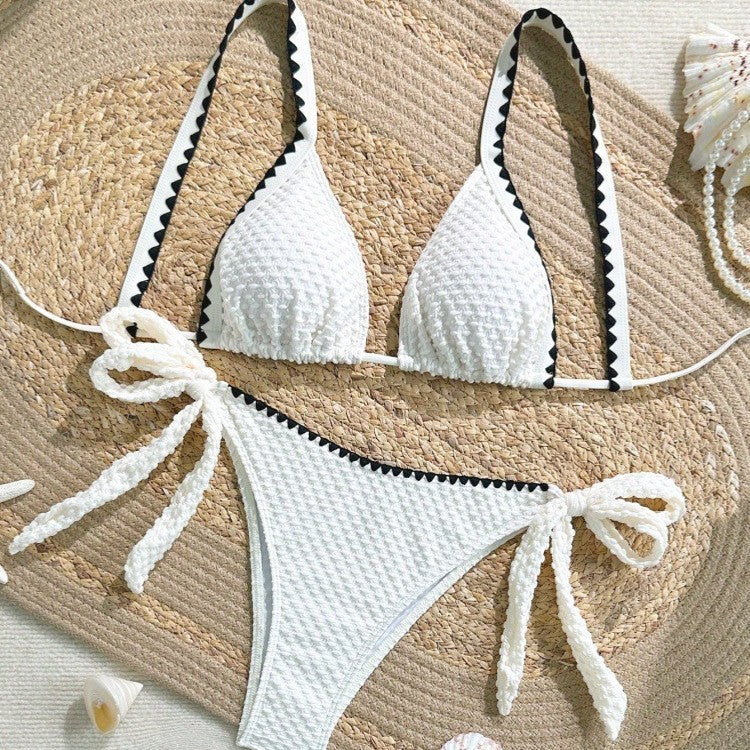 Dame Bikini-sæt med raffinerede flæsedetaljer og justerbare stropper Skovae