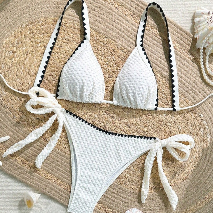 Dame Bikini-sæt med raffinerede flæsedetaljer og justerbare stropper Skovae