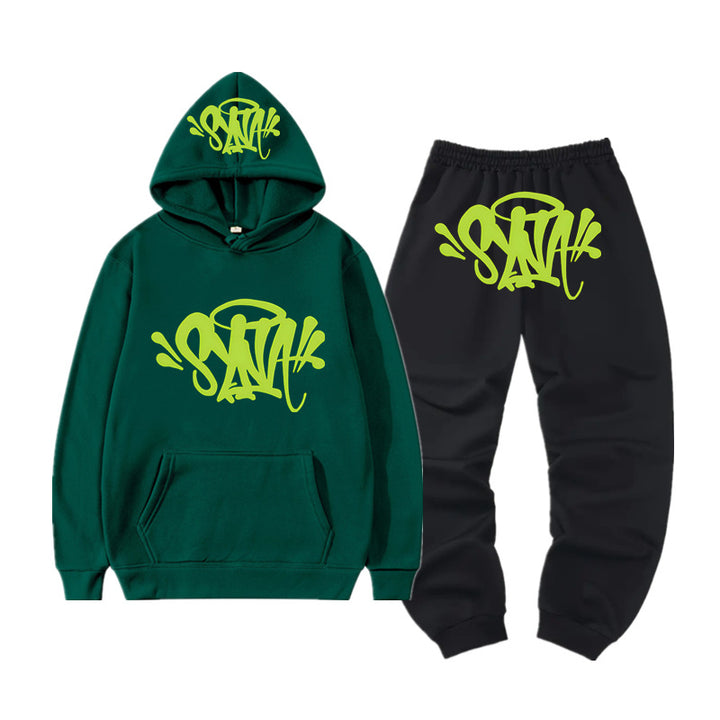 Dames hoodie og jogger sæt med kreativ graffiti design Skovae