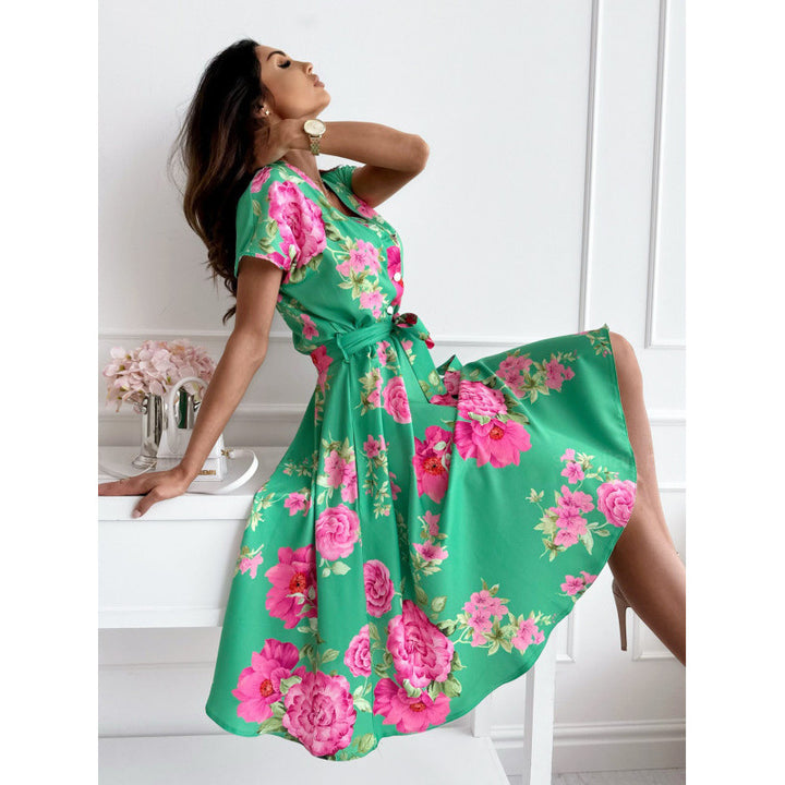 Dame Floral Maxi Kjole med Høj Slids Stilla