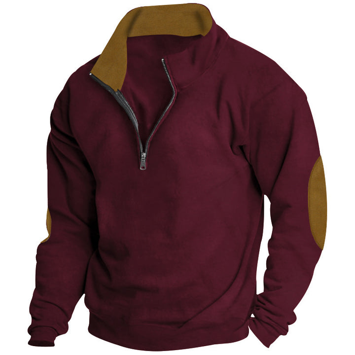 Herrer sporty fleece-pullover med høj lukket krave og lynlås Stilla
